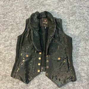 Post Card Black Reflective Button Front Vest Size 6